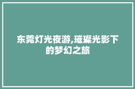 东莞灯光夜游,璀璨光影下的梦幻之旅  第1张