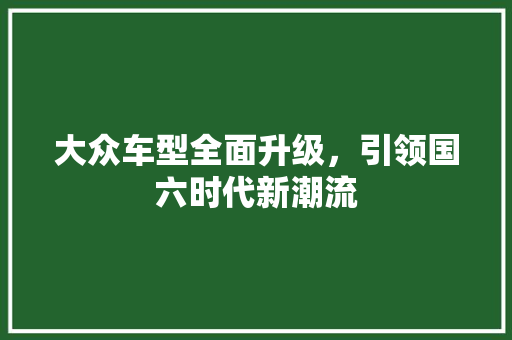 大众车型全面升级，引领国六时代新潮流  第1张