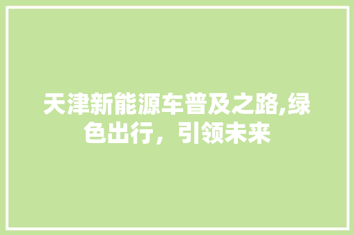 天津新能源车普及之路,绿色出行，引领未来  第1张