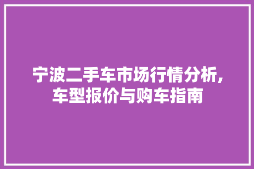 宁波二手车市场行情分析,车型报价与购车指南  第1张