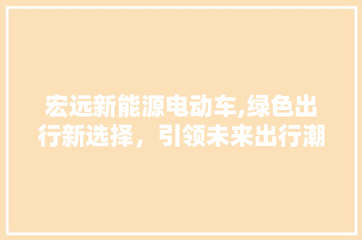 宏远新能源电动车,绿色出行新选择，引领未来出行潮流  第1张