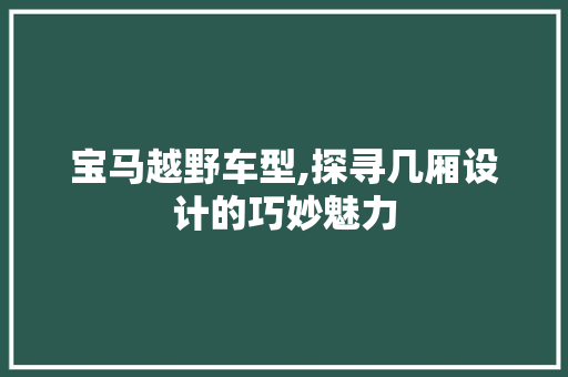 宝马越野车型,探寻几厢设计的巧妙魅力  第1张