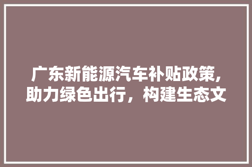 广东新能源汽车补贴政策,助力绿色出行，构建生态文明新格局  第1张