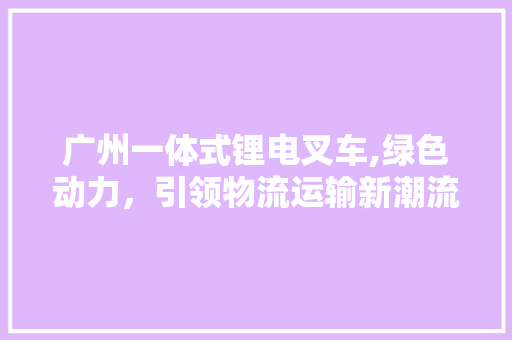 广州一体式锂电叉车,绿色动力，引领物流运输新潮流  第1张