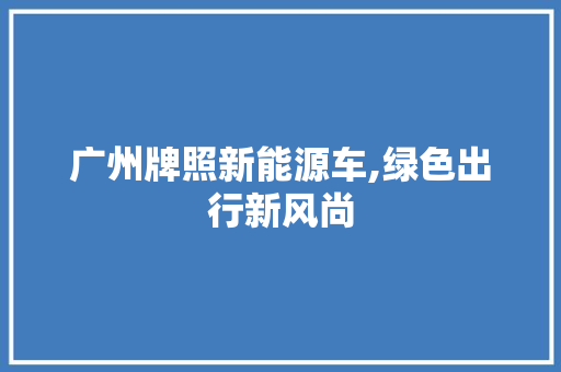 广州牌照新能源车,绿色出行新风尚  第1张