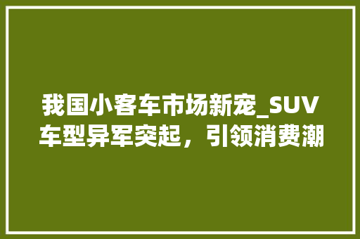 我国小客车市场新宠_SUV车型异军突起，引领消费潮流