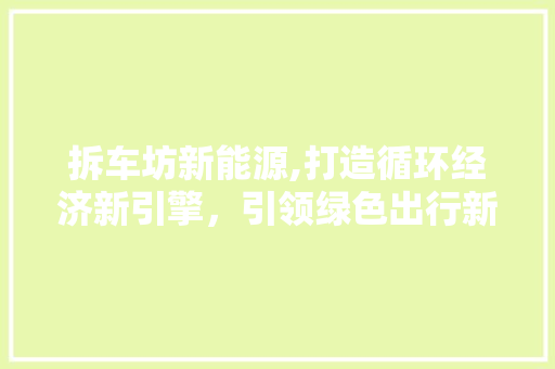 拆车坊新能源,打造循环经济新引擎，引领绿色出行新潮流