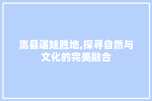 嵩县遛娃胜地,探寻自然与文化的完美融合