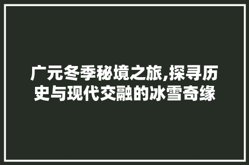 广元冬季秘境之旅,探寻历史与现代交融的冰雪奇缘