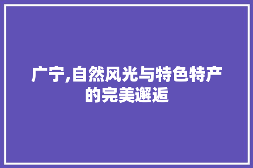 广宁,自然风光与特色特产的完美邂逅