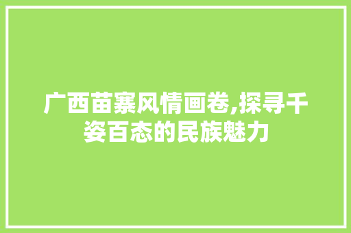 广西苗寨风情画卷,探寻千姿百态的民族魅力  第1张
