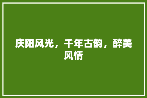 庆阳风光，千年古韵，醉美风情