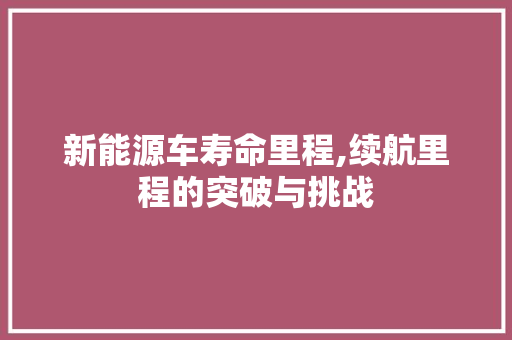 新能源车寿命里程,续航里程的突破与挑战  第1张