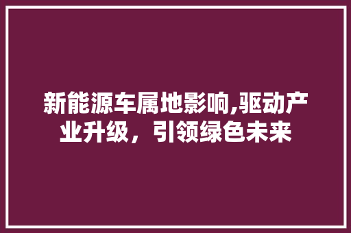 新能源车属地影响,驱动产业升级，引领绿色未来  第1张
