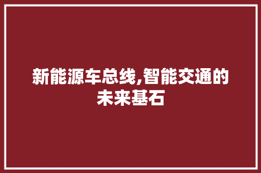 新能源车总线,智能交通的未来基石  第1张