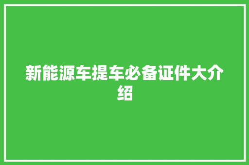 新能源车提车必备证件大介绍