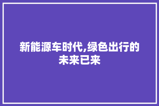 新能源车时代,绿色出行的未来已来  第1张