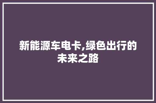 新能源车电卡,绿色出行的未来之路  第1张