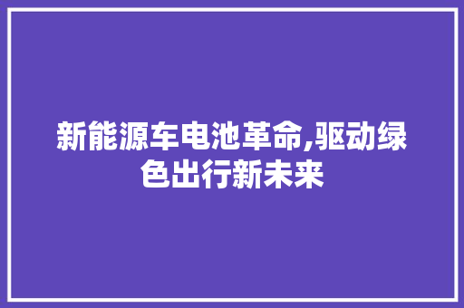 新能源车电池革命,驱动绿色出行新未来  第1张