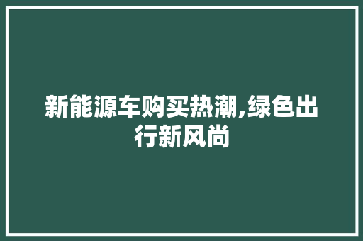新能源车购买热潮,绿色出行新风尚