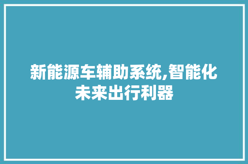新能源车辅助系统,智能化未来出行利器
