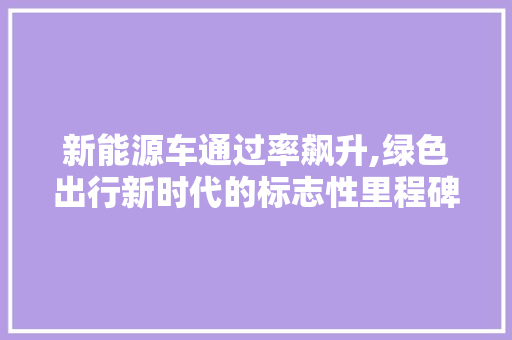 新能源车通过率飙升,绿色出行新时代的标志性里程碑  第1张