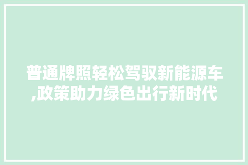普通牌照轻松驾驭新能源车,政策助力绿色出行新时代  第1张