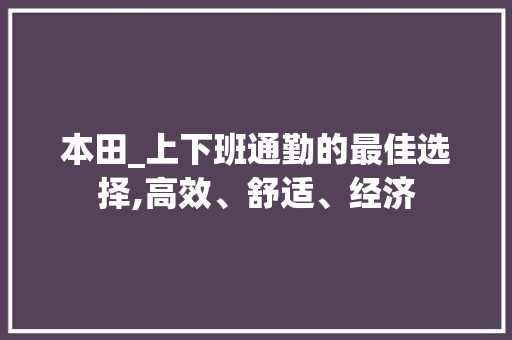 本田_上下班通勤的最佳选择,高效、舒适、经济  第1张
