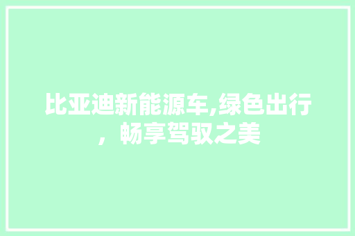比亚迪新能源车,绿色出行，畅享驾驭之美