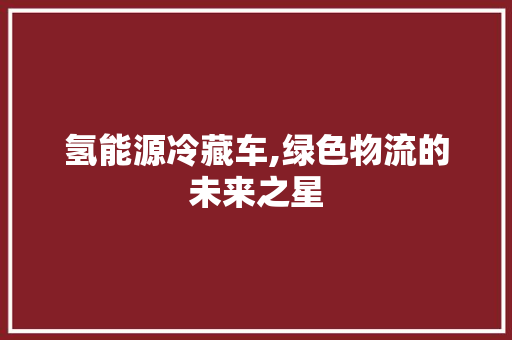 氢能源冷藏车,绿色物流的未来之星  第1张