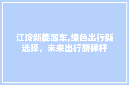 江玲新能源车,绿色出行新选择，未来出行新标杆  第1张