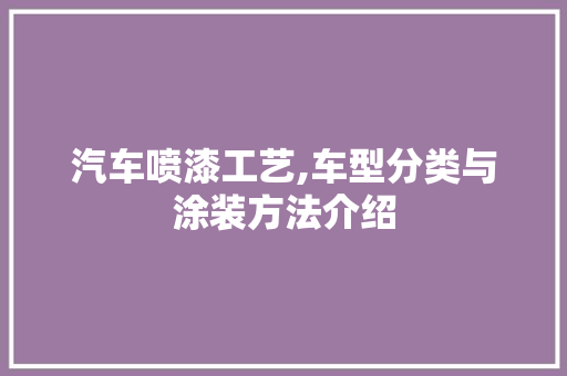 汽车喷漆工艺,车型分类与涂装方法介绍  第1张