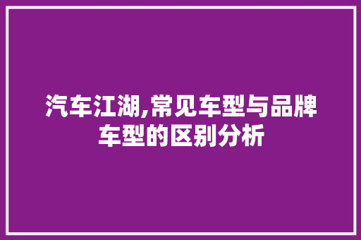 汽车江湖,常见车型与品牌车型的区别分析  第1张