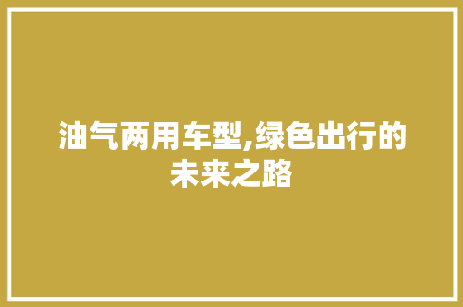 油气两用车型,绿色出行的未来之路