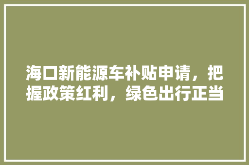 海口新能源车补贴申请，把握政策红利，绿色出行正当时  第1张