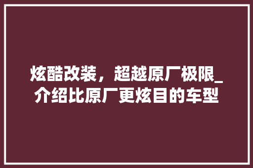 炫酷改装，超越原厂极限_介绍比原厂更炫目的车型