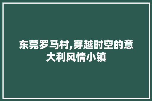 东莞罗马村,穿越时空的意大利风情小镇