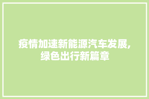 疫情加速新能源汽车发展,绿色出行新篇章  第1张