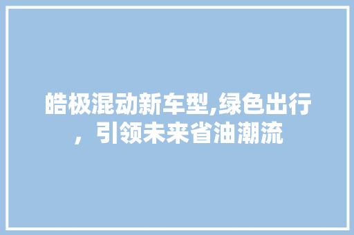 皓极混动新车型,绿色出行，引领未来省油潮流  第1张