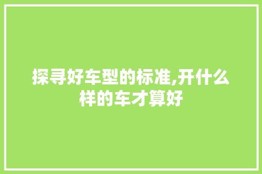 探寻好车型的标准,开什么样的车才算好  第1张