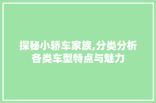 探秘小轿车家族,分类分析各类车型特点与魅力  第1张