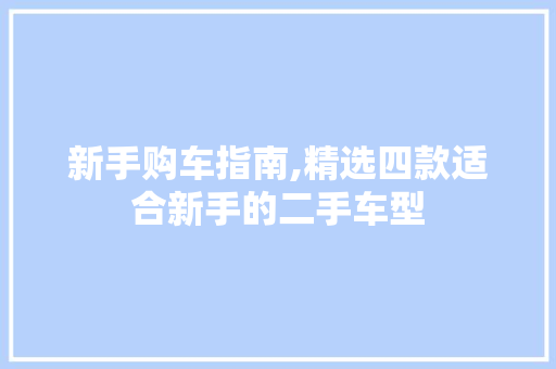 新手购车指南,精选四款适合新手的二手车型