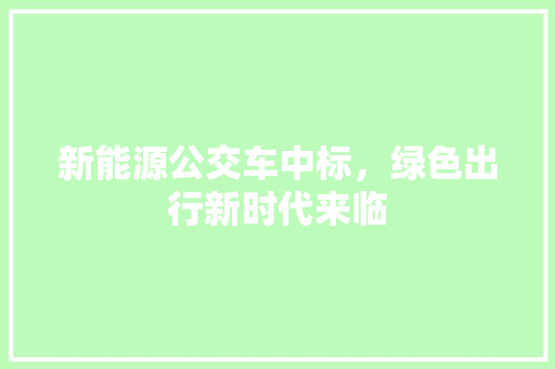 新能源公交车中标，绿色出行新时代来临  第1张