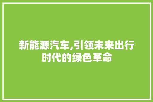 新能源汽车,引领未来出行时代的绿色革命  第1张