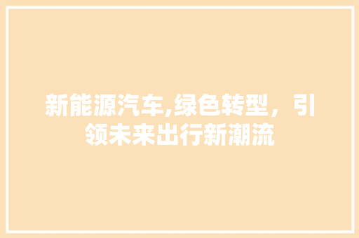 新能源汽车,绿色转型，引领未来出行新潮流  第1张