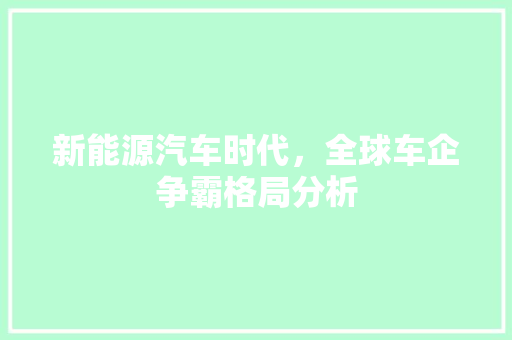 新能源汽车时代，全球车企争霸格局分析  第1张