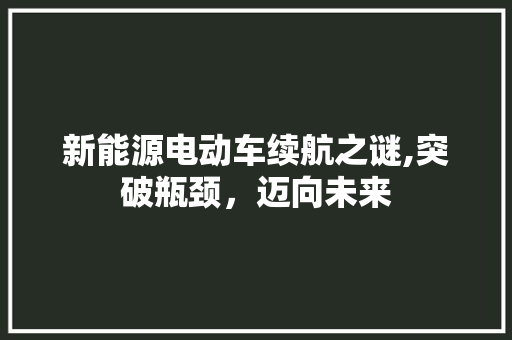 新能源电动车续航之谜,突破瓶颈，迈向未来  第1张