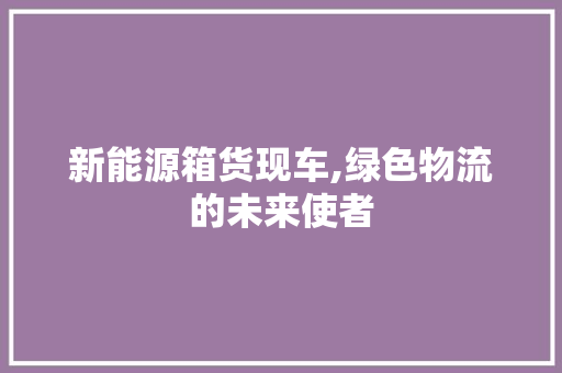 新能源箱货现车,绿色物流的未来使者  第1张
