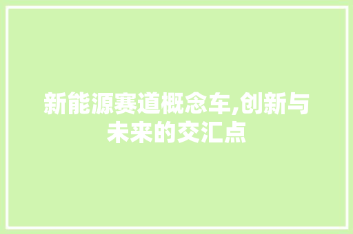 新能源赛道概念车,创新与未来的交汇点
