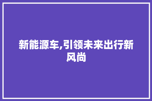 新能源车,引领未来出行新风尚  第1张